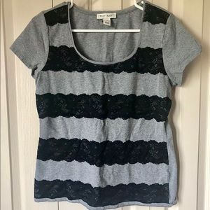 WHBM Black Lace Scoopneck Top